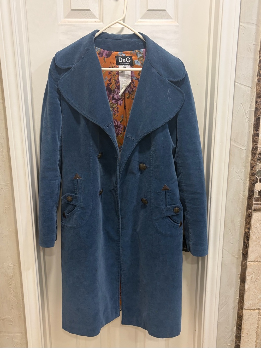Vintage Dolce & Gabbana D&G Blue Cotton Trench Coat